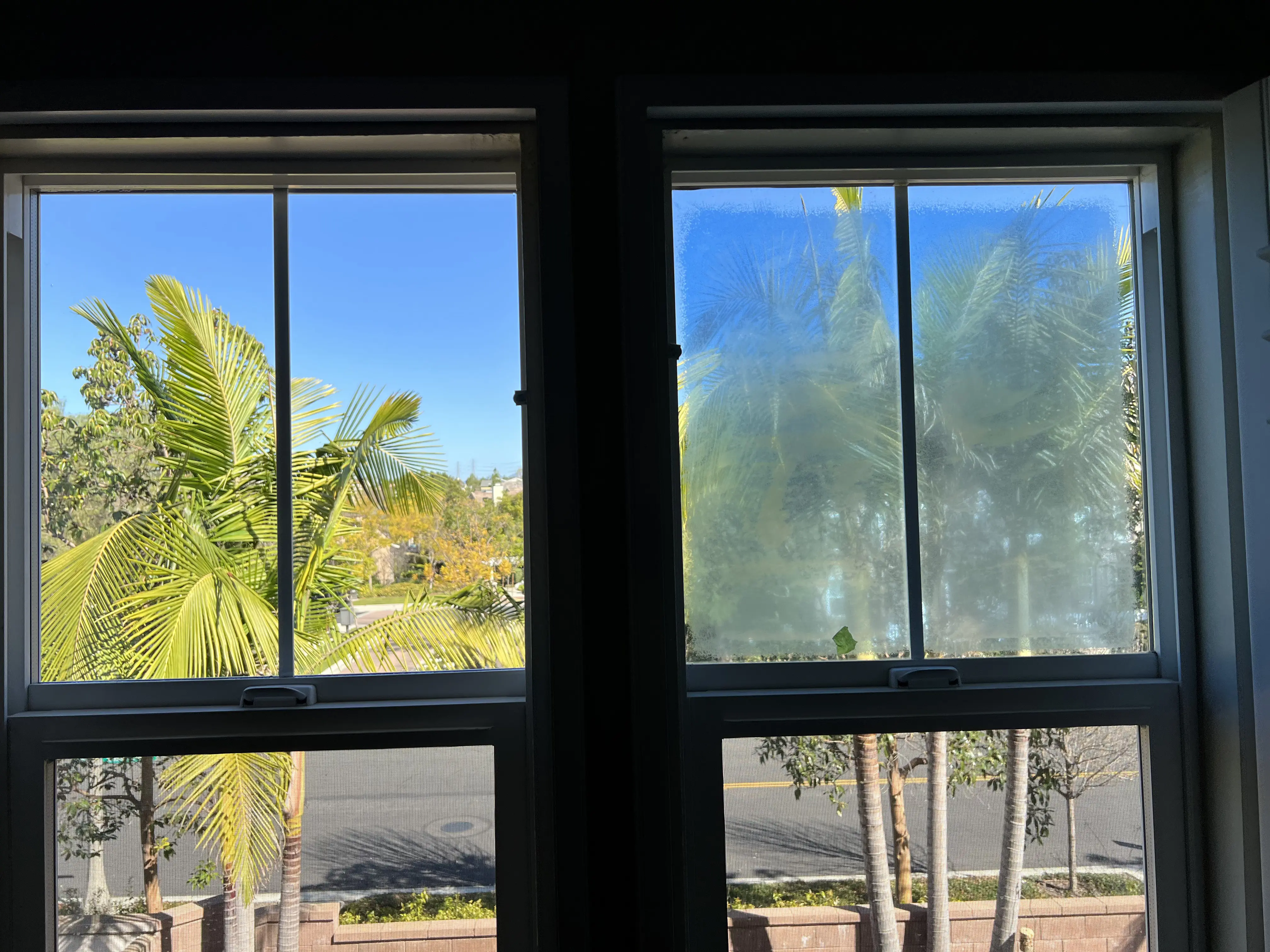 Clear restored window after glass replacement